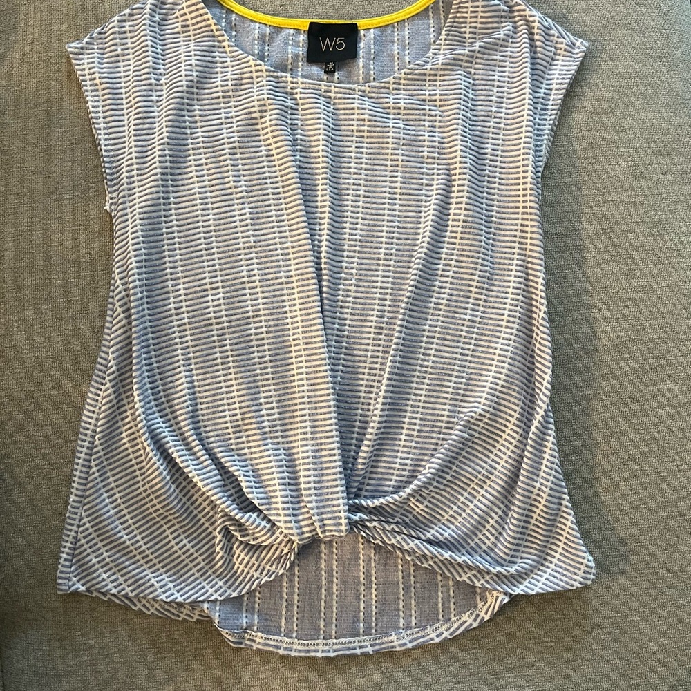 W5 Blue Tie Front Blouse